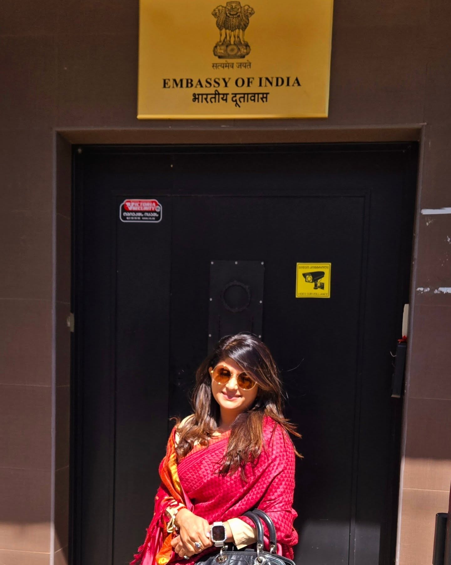 Parul Mahajan outside the Embassy of India, Tbilisi